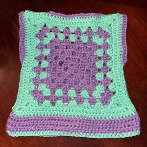 Handmade Crochet Purple and Green Top 3T